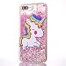 Produktbild iPhone 7 Plus Hülle, Chreey [Bunt Einhorn] Flüssig Treibsand Glitzer Pailletten Transparent mit Bunt Muster Handyhülle Schutzhülle Hart Schale TPU Silikon Bumper Case Weiche Rand [Rosa]
