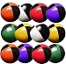 Produktbild Set 12 Jonglierbälle 57mm 70g jedes (Bi-Farbe je 2) Black & Red, Black & Green, Black & Yellow & Orange, Schwarz und Violett