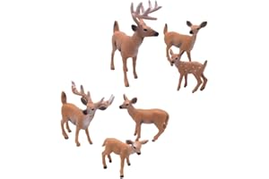 SUPVOX 6pcs White Tailed Deer Figures Ornaments Animal Figures Collection Toy Home Office Decoration Craft Gift