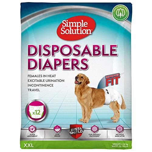 Simple Solution Nuovi 'True Fit' Pannolini Monuso per Cani Femmina con Idicatore di Bagnato XXL - 12 pezzi