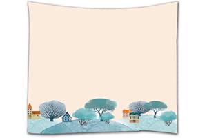 A.Monamour Arazzo da Parete Grande Mandala Acquerello Scena Della Città Casa Sull'Albero Sfondo Rosa Stampa Telo Tessuto Tenda Tovaglia Copriletto Copridivano Arazzi Murale Decorazione