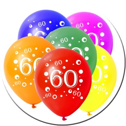 10 Latexballons Geburtstag Zahl 60 bunt gemischt 30cm Durchmesser