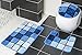 Produktbild 3-teilig Badset Badgarnitur Badematten Badteppich Stand-WC Blau n81 Borneo II