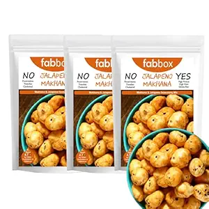 Fab box Spicy Jalapeno Roasted Makhana Snack | Protein and Fiber Rich Superfood | Gluten Free Protien Snack, Healthy Evening Snacks for Kids and Adults 35 Grams (Pack of 3)