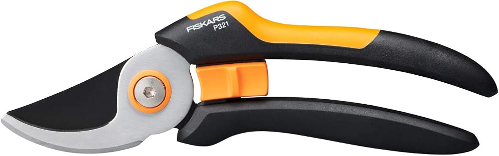 Fiskars Bypass M Bahçe Makası, Masif, P321, Taze dallar ve çalılar için, Yapışmaz kaplama, Paslanmaz çelik bıçaklar, Uzunluk: 20,1 cm, Siyah/Turuncu, 1057162