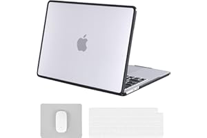 BlueSwan Hülle kompatibel mit MacBook Air 13,6 Zoll M2 A2681 M3 A3113 2022 2024, Schutzhülle mit TPU-Rahmen & transparenter Tastaturschutz & tragbares Mauspad, Matt transparent