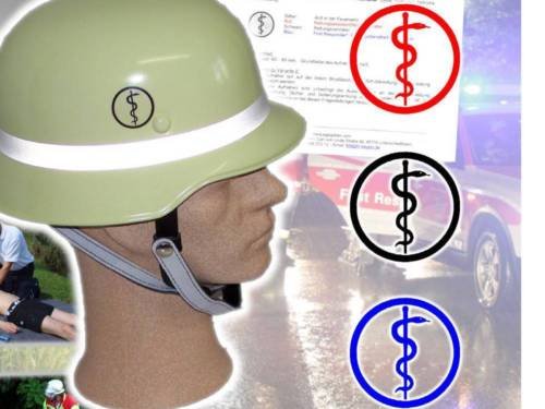 Preisvergleich Produktbild 2 St. Feuerwehr Helmaufkleber Aufkleber Helmkennzeichnung Äskulapstab LFV BAYERN (RA / NFS) Rot
