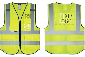 Salzmann 3M Gilet de Sécurité - Gilet de Haute Visibilité avec Logo Personnalisable - Fabriqué avec Le Matériau Réfléchissant 3M - avec Quatre Poches et Fermeture Éclair