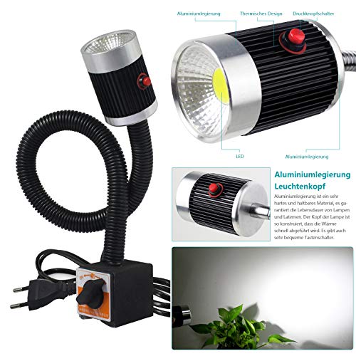 Magnetfuß Licht Cob Arbeitslampe Flexible Schwanenhals Stehen 20 Zoll 500 Lumen für Drehmaschine Cnc Fräsen Bohrmaschine Nähmaschine Industriebeleuchtung – Bild 3