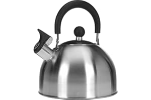 OrionMart StoveTop Whistling Kettle Stainless Steel 2.5 L | Camping Whistling Kettle for Induction Hob - Hob Kettle with Ergonomic Handle