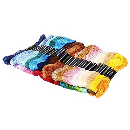 SOLEDI Stickgarn Embroidery Floss multifarben weicher Baumwolle perfekt für Friendship Bracelets Freundschaftsbänder Kit Stickerei Basteln Leisure Arts Kreuzstich Embroidery Threads Nähgarne Häkeln 8m (zufällige Farbe) (50 Farben) - 4