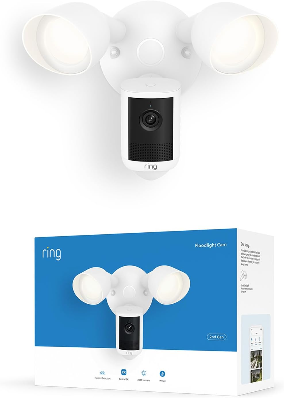 Kompakter Einkaufsberater : Ring Floodlight Camera 2K Flutlichtkamera fes