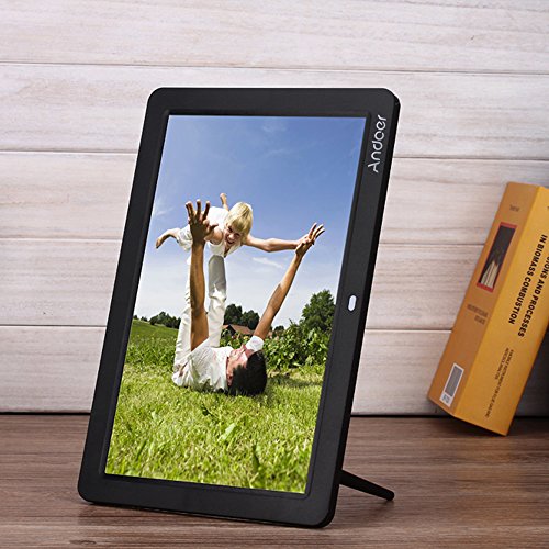 Andoer 12 Wide Screen HD LED Digital-Bilderrahmen 1280 * 800 elektronische Bilderrahmen mit Fernbedienung Mehrere Funktionen LED-Uhr-Kalender MP3 MP4 Video-Player Unterstützung viel Sprachen - 2