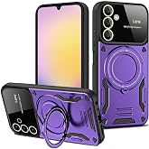 Coverzone Samsung Galaxy A24 4G ile uyumlu Kılıf Joy Joy Stand Olabilen Lens Korumalı 360&deg; Derece D&ouml;nen Halak Y&uuml;z&uuml;k Aparatlı 