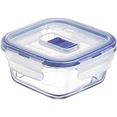 Luminarc Pure Box Active Square Container Airtight Glass 12x12x6cm - 38cl Soda Suitable Microwave Safe Fridge Recyclable | Tr