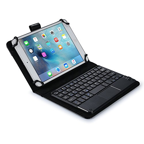 Universelle 7“ – 8“ Tablet Tastaturhülle, COOPER TOUCHPAD EXECUTIVE abnehmbare QWERTY Bluetooth Funktastatur Tragetasche Tabletschutz Folio mit Standfunktion für 7“ – 8“ Tablet (Blau, HQ-Kunstleder) - 8