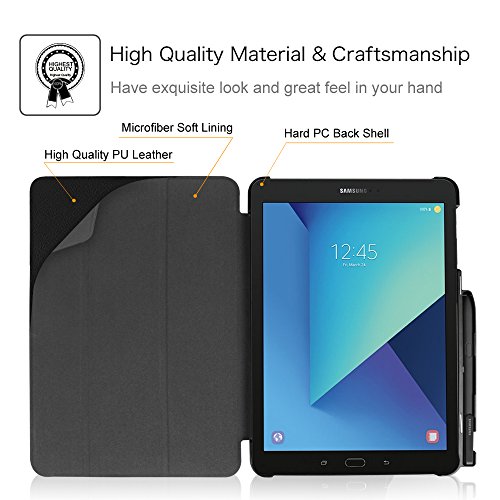 Fintie Samsung Galaxy Tab S3 9.7 Hülle – Ultra Schlank Superleicht Ständer Schutzhülle Cover Case Tasche mit Auto Schlaf / Wach Funktion und eingebautem S Pen Halter für Samsung Galaxy Tab S3 T820 / T825 (9,68 Zoll) Tablet-PC, Space Grau - 3