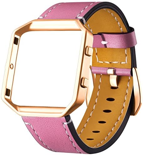 For Fitbit Blaze Leather Bands with Metal Frame, Dizywiee Classic Genuine Leather Wristband for Fitbit Blaze Replacement Fitness Strap Women Men