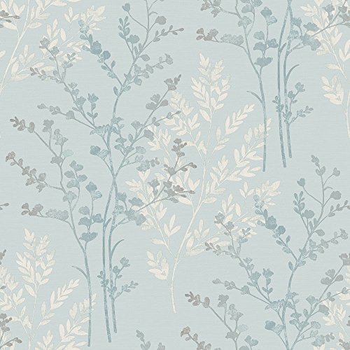 Teal Green / White / Grey - 250405 - Fern - Motif - Arthouse Wallpaper by Arthouse
