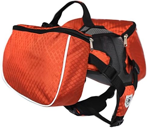 BLACKDOGGY para el perro Mochila Estilo Saddlebag ajustable con reflectante Franja de accesorios de Orange (S)