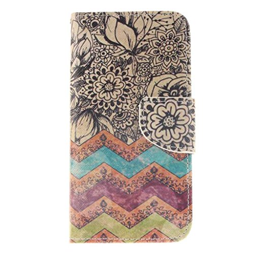 Samsung Galaxy S6 Edge Hülle, BoxTii® Schutzhülle + Frei Hartglas Displayschutzfolie, PU Leder Hülle mit Kartenfächern Magnetverschluss und Ständer Funktion für Samsung Galaxy S6 Edge, Kratzfeste Weiche Lederhülle Flip Wallet Ledertasche Wickelfalz Handyhülle mit Silikon Rückschale Case Cover für Samsung Galaxy S6 Edge (#5 Mehrfarbig)