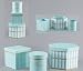 Produktbild DECORPRO 3er Set Geschenkschachteln in Verschiedene Formen und Muster, Rund, Quadratisch, 6-Eckige Dekoboxen, Blumenbox, Dekoschachteln mit Aufschrift und Deckel, (Hellblau)