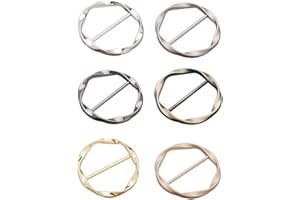 RDNKVB Ronde T-shirt en Métal Boucle d'Écharpe pour Femmes Mode, 6 Pièces Soie Écharpe Anneau Clips Clip Anneau pour Vêtements