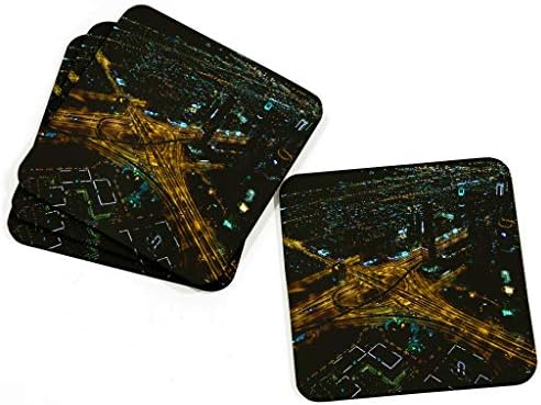 Big Box Art 4-Piece Coaster Set for Drinks with Dubai United Arab Emirates Skyline Art Design Print | Artistic Kitchen, Table and Bar Decor for Tea, Coffee, Wine, Multi-Colour, 9 x 9 m