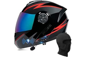 BYGMWEP Klapphelm mit Bluetooth, Integriert Motorradhelm, ECE Zertifiziert Integralhelm mit Doppelvisier, mit Eingebautem Mikrofon für Automatische Reaktion, für Erwachsene Frauen Männer