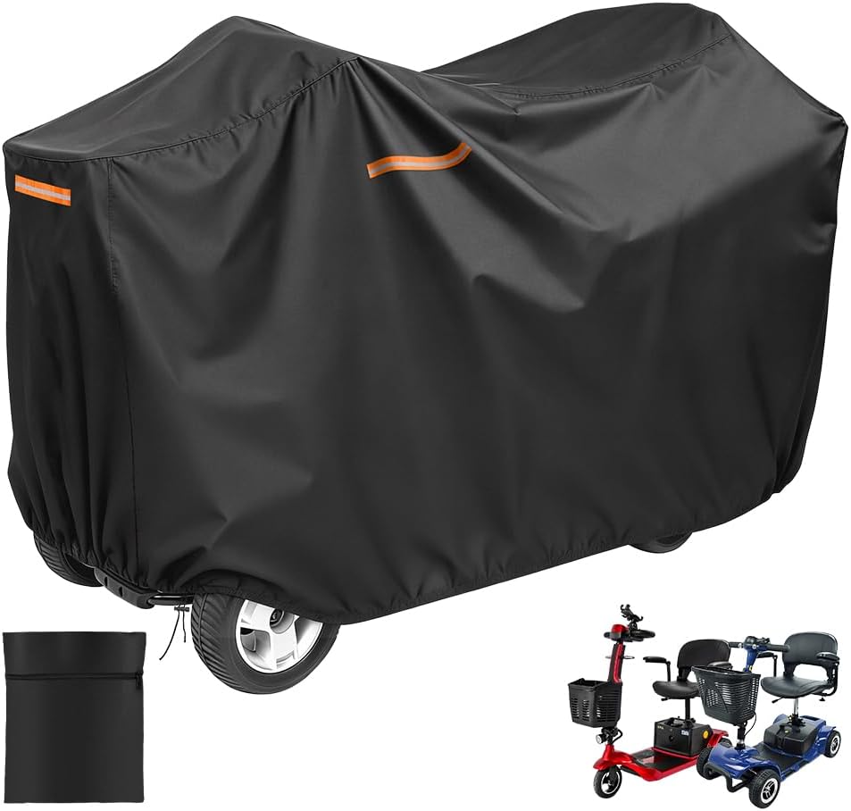 AOOSA Mobility Scooter Covers 124x58x99CM, with Storage Bag 210D Oxford Fabric Anti Dust Waterproof Bird Droppings UV-resistant for Most 3 or 4 Wheels Mobility Scooters