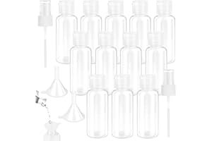 SPEACOUR 12 Stück Reiseflaschen Set 30ml Plastikflasche Transparent Leere Kosmetik Reisebehälter Mini Luftflaschen PET Reise Duschgel Behälter Kosmetikflaschen mit 2 Klein Trichter und 2 Düsen (30ml)