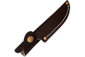 ONOGAL Funda Estuche de Piel para Navaja y Machete Cierre Broche Cinturon Marron 4420b
