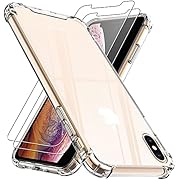 4youquality Case for iPhone XS Max with [2-Pack] Tempered Glass Screen Protector, Air Cushion Drop Protection, Shockproof Transparent Clear Bumper Phone Case Cover, Anti-Scratch