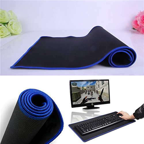 YINGNEW Alfombrilla para Raton Azul Grande con - XXL Size 800x300mm - Super Gruesa 3mm - no de Goma Antideslizante  Negro y Azul 