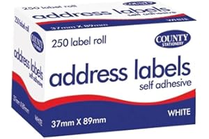 K-DIRECT 250 Premium Quality Self Adhesive Address Labels On Roll 89mm x 36mm