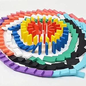 AJAGIYA STORE 120 PCS Dominoes Blocks Set 12 Colours Wooden Toy Building and Stacking Counting Adding Subtracting Multiplication Indoor Game Toy Educational Toy for Kids ( 120 Pcs ).