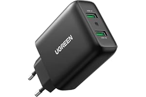 UGREEN 18W Cargador USB Quick Charge 3.0, Enchufe USB Móvil Rápido, Cargador Doble USB QC 3.0 para iPhone 14/13/12/11/SE 2022, Galaxy S23/S22/S21/S20/M33/M32, Google Pixel 7 Pro/7/6A, Kindle, ECC