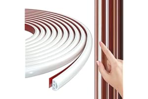 KAYLEINSTER Poroso Burletes de Puerta Tiras Sellado de Insonorizados Puerta de Juntas Cinta Goma Aislantes para Sellar Huecos en Marcos de Puertas y ventanas para Puertas de Entrada,Aluminio,Madera-15m Blanco