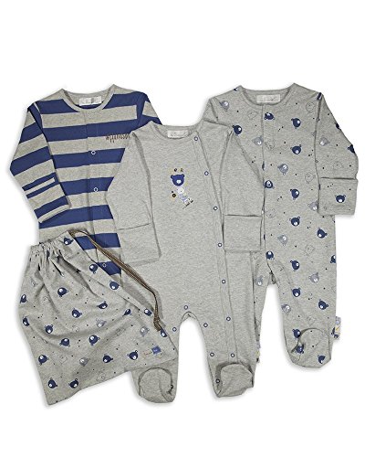 The Essential One - 3 Pack Baby Boy Bear Sleepsuits Babygrows- Blue Grey - 12-18 Months - ESS137