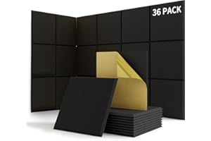 suzao 36 pezzo Pannello Fonoassorbente Autoadesivi, copre 3,24 m² Pannelli Insonorizzanti, Densità 213 kg/m³, NRC 0,90, 100% Fibra di Poliestere, Pannelli Acustici per Decorazione di Giochi, Studi