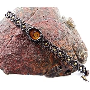 Fußkettchen Shiva Auge Muschel Makramee Surfer Tribal Boho Strand Fußband Braun