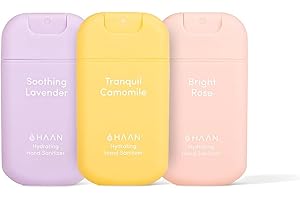 HAAN Desinfectante de Manos Hidratante en Spray | Pack 3 x 30 ml | Dispensador RECARGABLE | Higienizante, Antiséptico | Rose, Camomile, Lavender