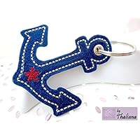 ANKER Ankerstern Schlüsselanhänger maritim Meer Anhänger glitzer blau Taschenanhänger Anker mit Stern