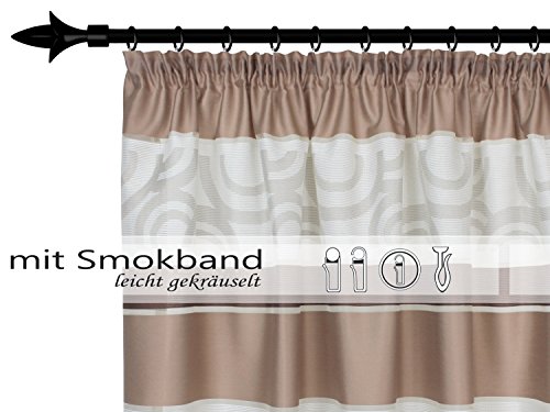 halbtransparenter Vorhang Colorado von deko trends – Wohndekoration in elegantem Design – made in Germany – moderne Kreismusterung mit Struktureffekt – mit einer Stoffbreite von ca. 144 cm und einer Stoffhöhe von ca. 245 cm, braun - 5