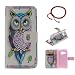 Produktbild Schutzhülle für HTC One Mini 2, GOCDLJ Ultra Thin PU Leder Flip Cover Muster Tasche Ledertasche Handytasche Hülle für HTC M8 Mini Buchstil Handyhülle Protective Case Etui Bumper Schale Wallet vollständig schützende mit Magnetverschluss Ständerfunktion ID Karte Slots Pouch Soft Silikon Backcover Rückseite shell kunstlederhülle + Chinesischer Stil Rote Armbänder Design Farbe Eulen