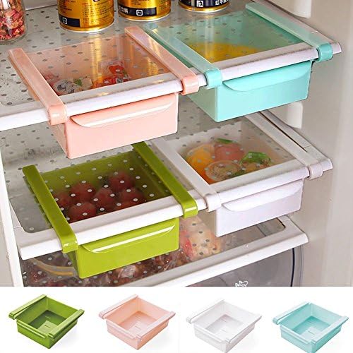 Plastic Kitchen Fridge Egg Organiser Drawers Refrigerator Storage Box,White