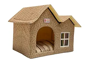 ZPPMC Luxury Double Roof Dog House Room Cat Bed Pet Crates for Dogs Portable Folding Kennel for Pets Indoor Outdoor High-end (Beige)