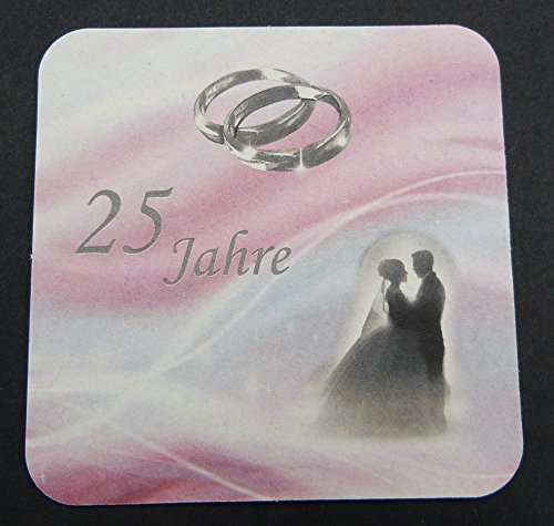 Bierdeckel Silberhochzeit Tischdeko bzw. Zubehör von Deko-Schulze. Alles für die Feier 25 Jahre und die silberne Hochzeit siehe Varianten-Auswahl. (25 Stück, Bierdeckel) - 3