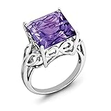 Perfektes Geschenk** für Sie oder für jemanden, den Sie interessieren. Perfekt für Geburtstage, Weihnachten, Muttertag, Valentinstag, Verlobung, Hochzeit. Für jeden Anlass zum Feiern, poliert, echt, Sterlingsilber, Amethyst, Prinzessschliff, rhodinierter Ringgröße: 7,00 cm.