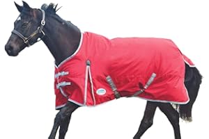 WeatherBeeta ComFiTec Classic Standard Neck Medium Horse Rug, Red/Silver/Navy, 6'0